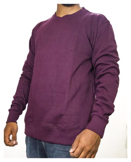 Men's Classic Wine Burgundy Crew Neck Sweatshirt | Ultra-Soft Winter Fleece Pullover | Solid Comfort Fit Sweatshirt